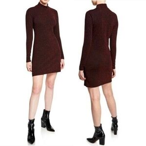 Rebecca Minkoff Phoebe Striped Metallic Long Sleeve Dress In Red And Black Sz Sm